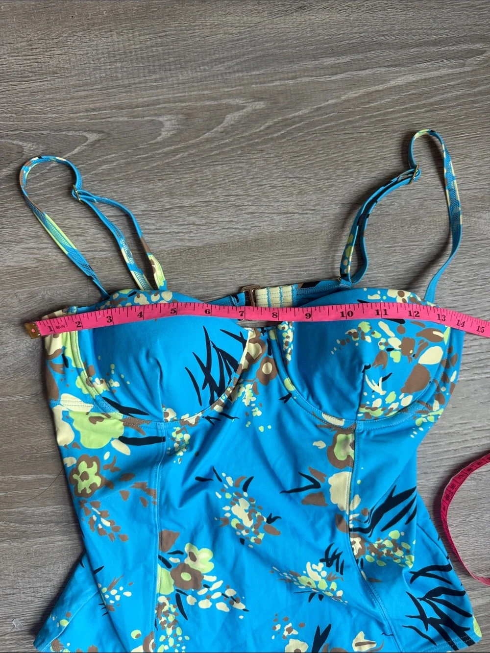 TORY BURCH ONE-PIECE SWIMSUIT PRINTED UNDERWIRE BLUE DRIP BOUQUET Medium